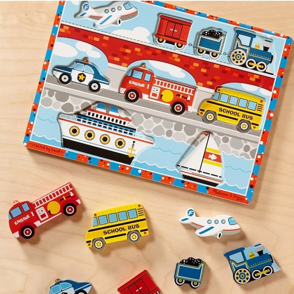 Melissa & Doug Vehicles Wooden Chunky Puzzle - Plane, Train, Cars, and Boats - Picture 3 of 3